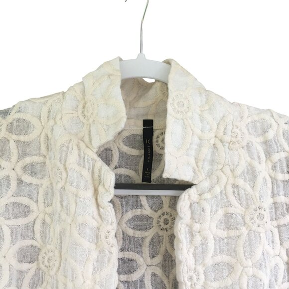 IC by Connie K Open Sleeveless Lace Linen Cardigan Vest Lagenlook Size Large - Picture 3 of 9